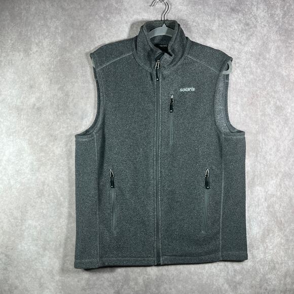 Solaris‎ Vest Mens Medium Gray Fleece Full Zip Pockets Mock Neck Outdoor Travel - Picture 1 of 10